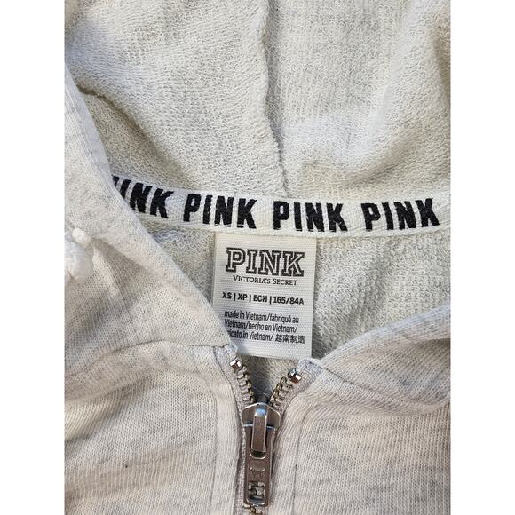 Victoria's Secret PINK size XS grey color block spell out full zip y2k jacket - Picture 4 of 6